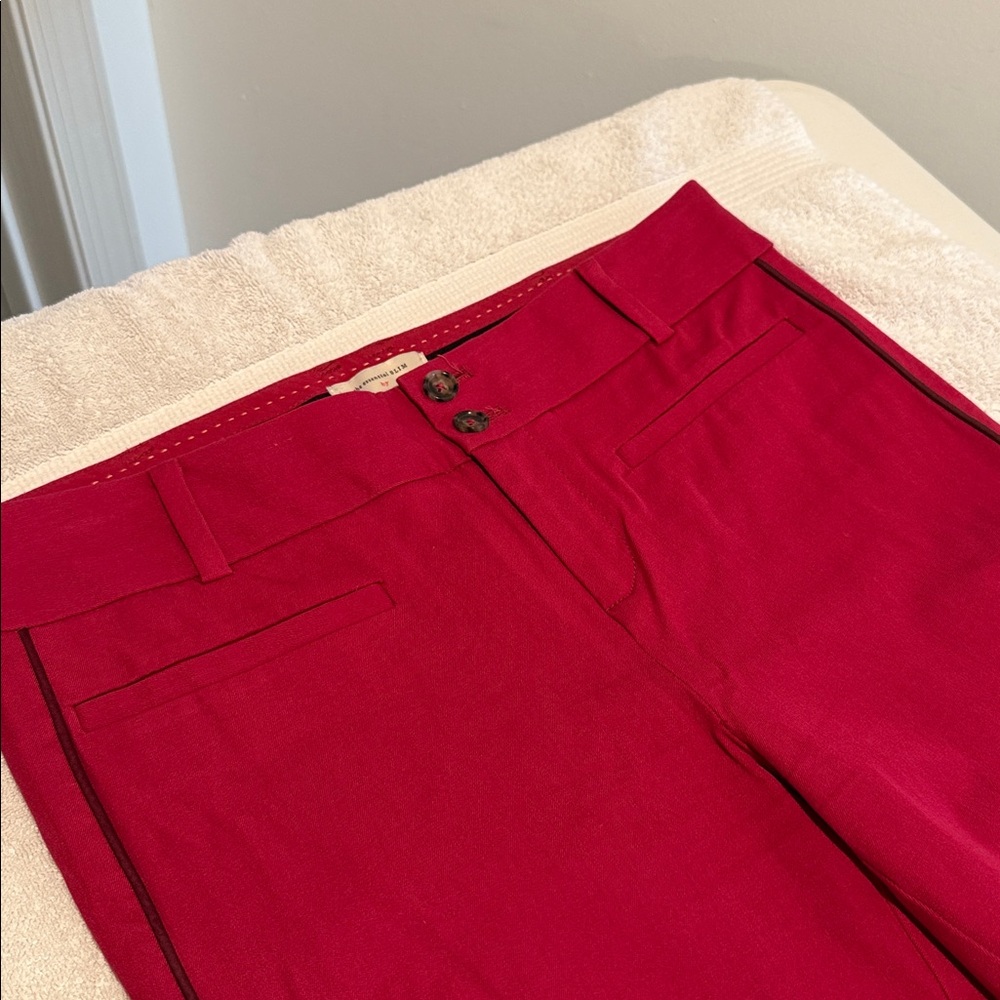 Anthropologie Chino Lipstick Red Black Hip Stripe Back to School Autumn Jean 6